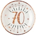 thumbnail image 1 of Assiettes de Souper Chic pour 70e Anniversaire en Or Rose - Élégance Tendance Enveloppée de Style!, 1 of 5