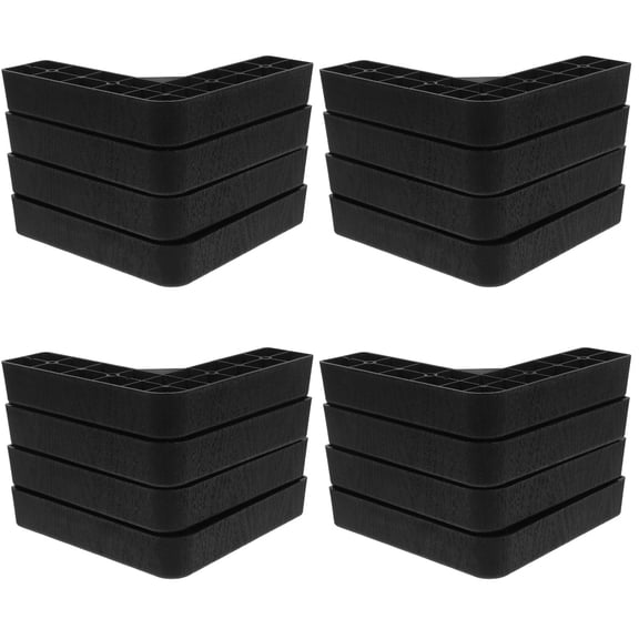 Foxnovo Furniture Lifters Black Plastic for Beds Sofas Storage Space 16Pcs