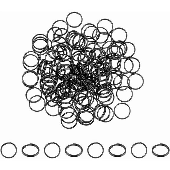 120Pcs Black Split Rings 6.5mm Inner Double Loop Jump Ring Stainless Steel Small O Ring Key Rings Earring Necklace Bracelet Connector