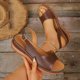 thumbnail image 4 of Sandalias de Cuña de Cuero de Estilo de Tacones Blancos Del Dedo Del Pie Cerrado, Tacones Negros Cerrado Del Dedo Del Pie Más Tamaño Abierto de la Hebilla de la Espalda, 4 of 9