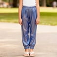 thumbnail image 2 of newwalpole Cargo Pants for Girls Hip Hop Glitter Pants Dancing Shiny Pants Streetwear Light Blue for Size 8-9 Years, 2 of 7