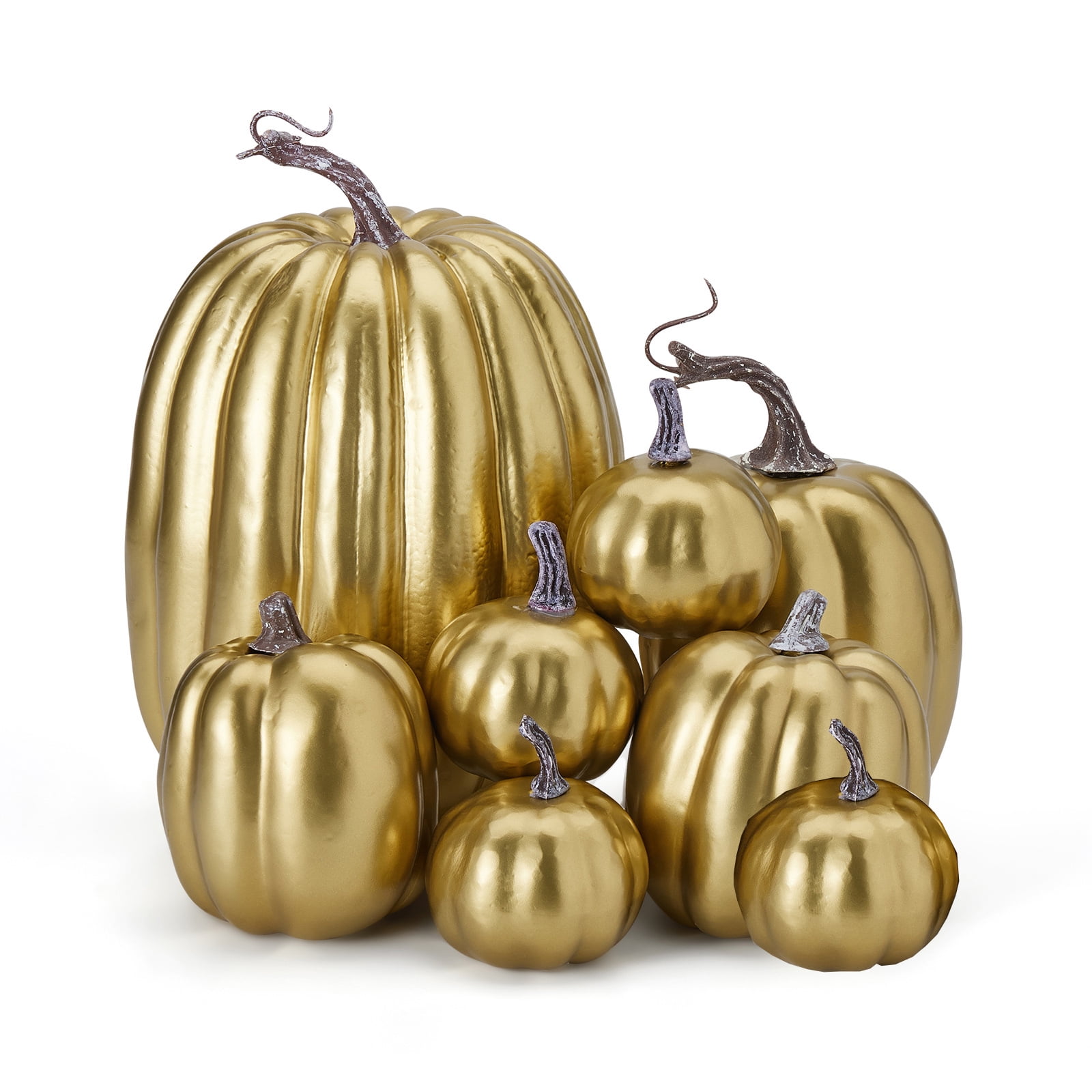 8Pcs Assorted Artificial Pumpkins Rustic Decorative Pumpkins Foam