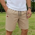 thumbnail image 2 of Men's Solid Color Casual Drawstring Elastic Waist Lightweight Summer Shorts with Side Pockets, 2 of 5