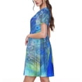 thumbnail image 2 of Balery Peacock Vestidos sueltos de manga corta para mujer, vestidos de verano 2025, vestidos casuales de corte A con vuelo., 2 of 6
