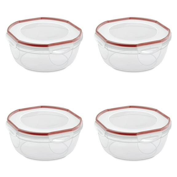 Sterilite Ultra•Seal™ 4.7 Qt. Bowl, Latching Food Storage Container, Airtight Watertight Seal, Clear, 4 Count