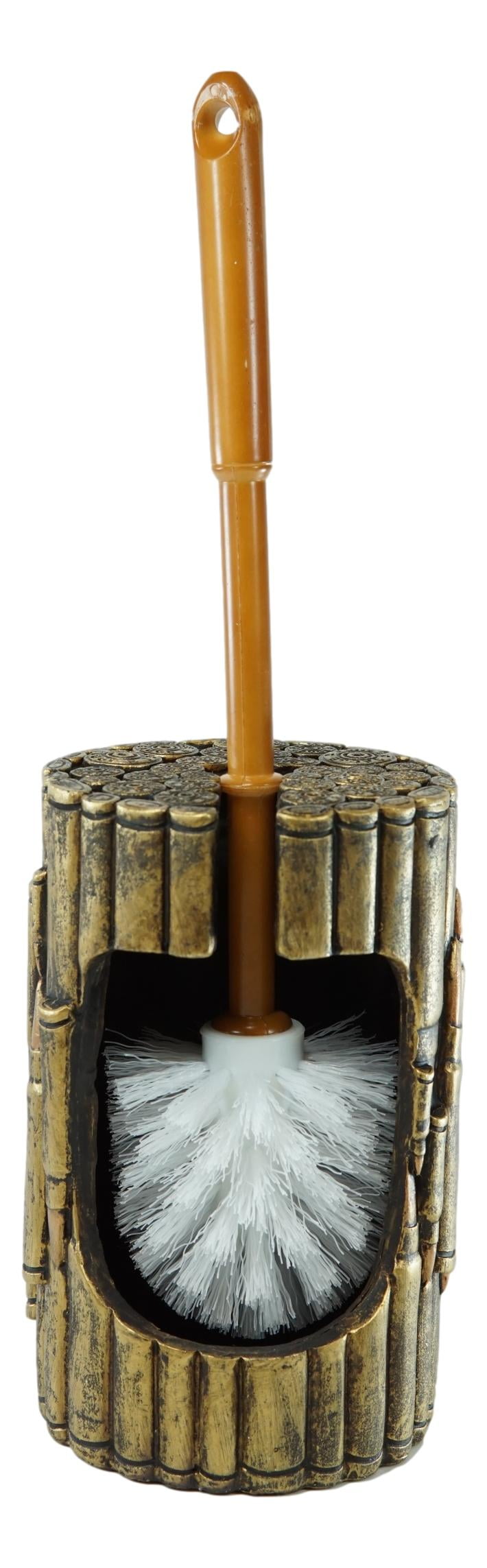 Western Military Rifle Ammo Shells Gold Tone Bullets Toilet Brush and Holder Set