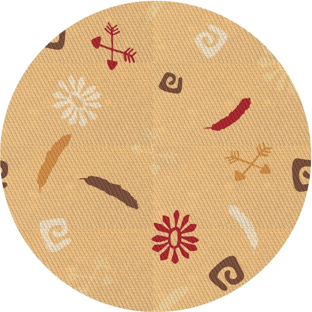 Ahgly Company Tapis Rond Lavable en Machine Intérieur Transitionnel Orange, 3 Pieds Rond