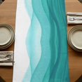 thumbnail image 5 of Table Runners 70 Inches Long Dress Scarves, Ombre Turquoise Waves Farmhouse Coffee/Dining/Kitchen Table Decor, Holiday Table Runner, Abstract Art Gradient Modern 13x70 Inch, 5 of 9