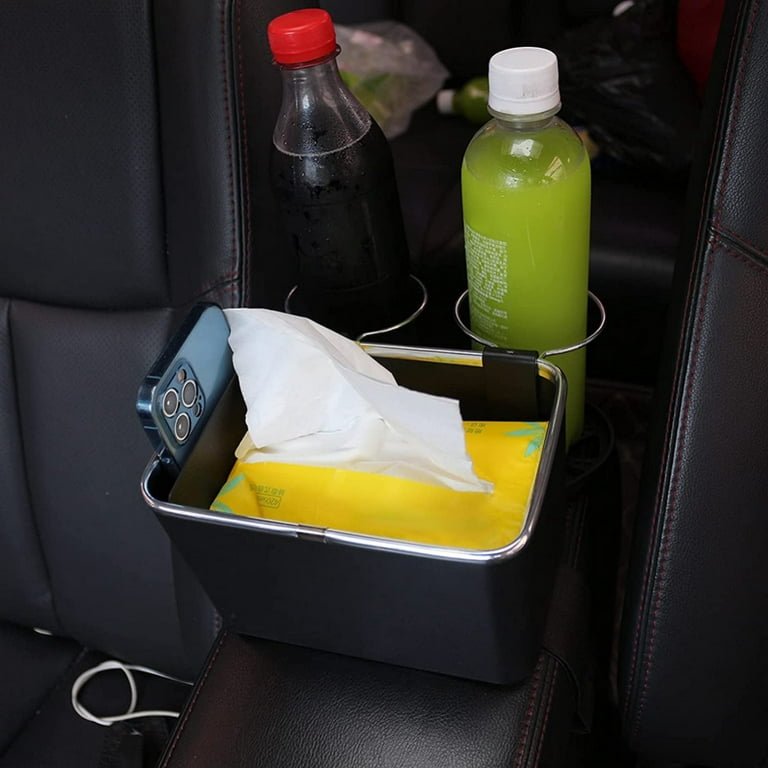 Upgrade Car Armrest Storage Box Water Cup Holder, Car Tissue Box Phone  Holder, Multifunctional Universal Car Center Console Organizer Bag with 2
