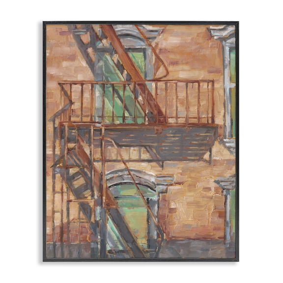 Stupell Industries Contemporary Brick Building Fire Escape Black Framed Giclee Art, 11 x 14, by Ethan Harper