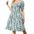 thumbnail image 2 of Vestido de manga corta con estampado de aviones azules y blancos, vestido de invitada de boda 2025, vestido de mujer, 2 of 7