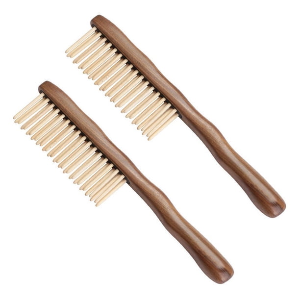 2X Peine de Pelo de Sándalo Natural Peine de Madera Hecho A Mano Desenredar Peine de Dientes Anchos Diseño