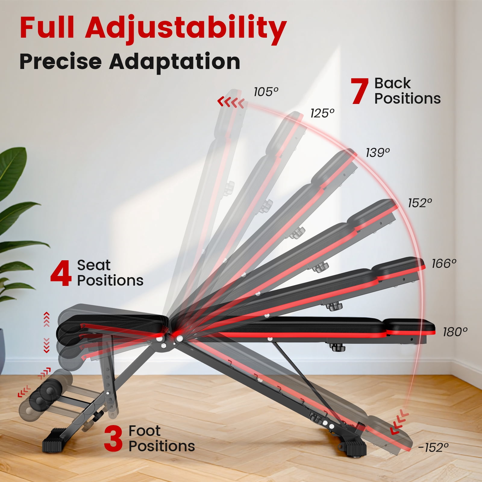 Adjustable Weight Bench, Max Weight 700 Lbs Foldable Workout Weight Bench Press, for Home Gym Dumbbell Exercise, Incline Decline, Full Body Workout