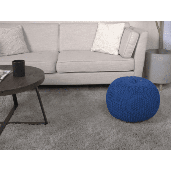 Bordeaux Knitted Cotton Round Pouf: Cozy Ottoman & Floor Cushion for Modern Living – Durable, Stylish, & Versatile Seating for Home & Bedroom Decor