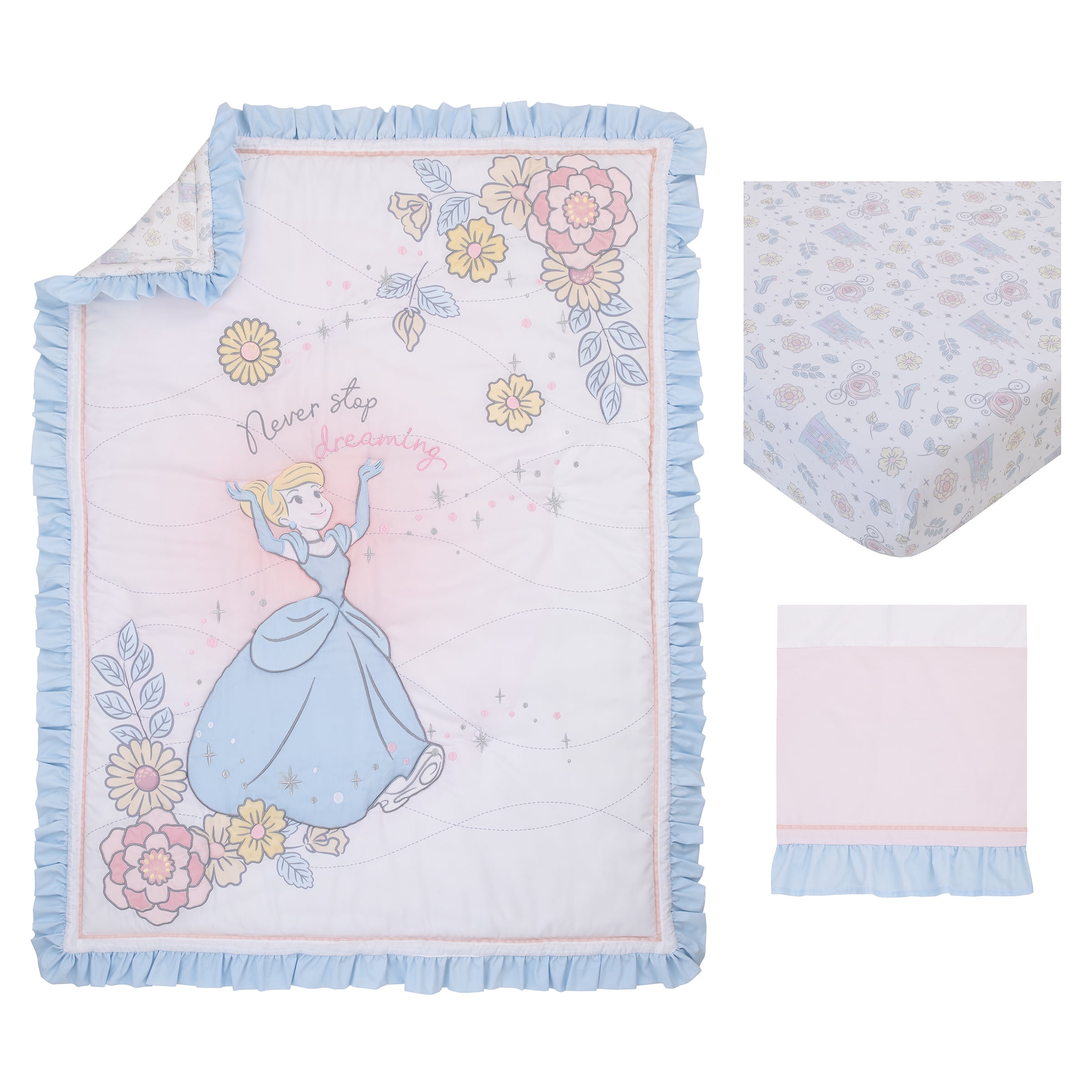 Disney Sweet Princess Cinderella 3 Piece Crib Bedding Set