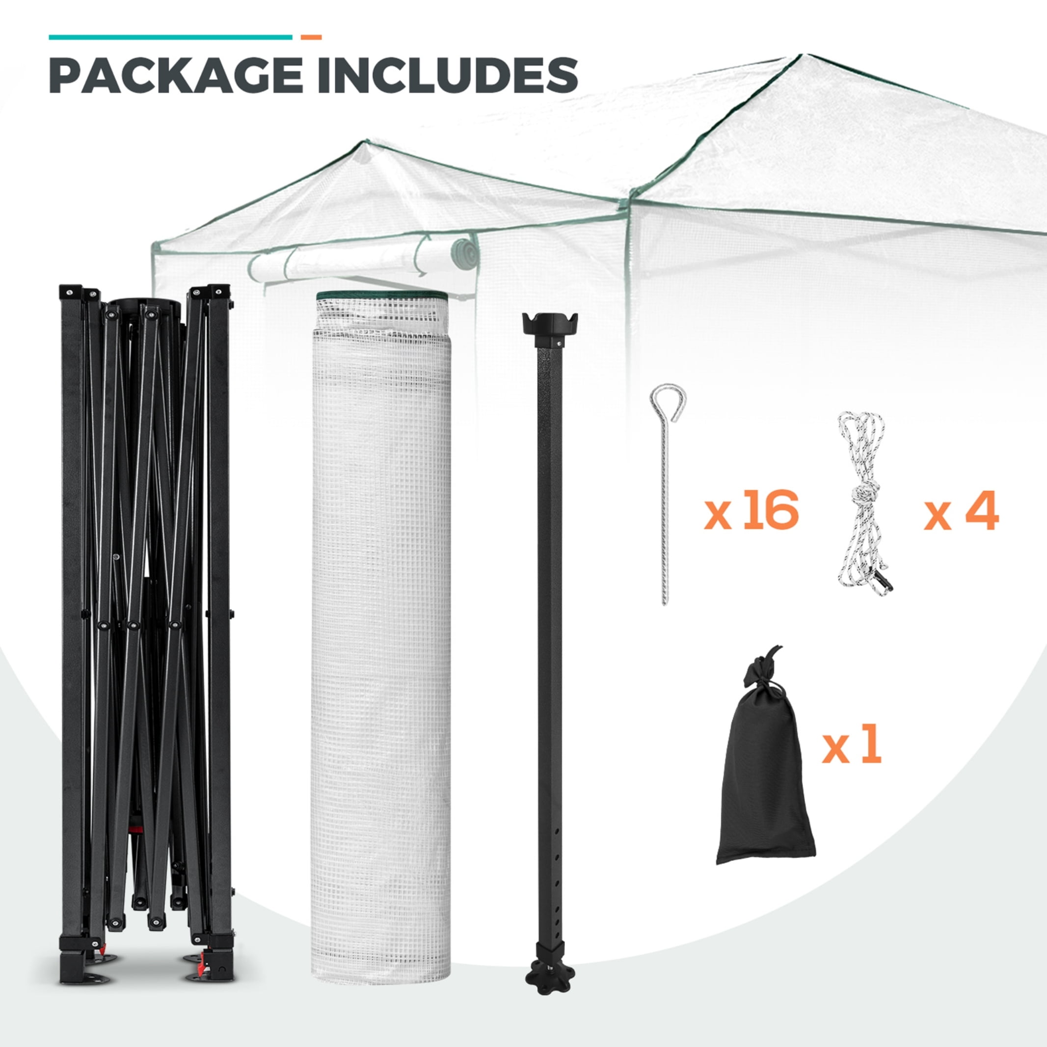 EAGLE PEAK 12x8 Portable Large Walk-in Instant Greenhouse with Support Pole, Pop-up Easy Setup Outdoor Plant Gardening Green House Canopy, White