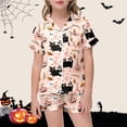 thumbnail image 2 of Shadoumai Halloween Two Piece Outfit Toddler Kids Girls Short Sleeve Casual Printed Top Shorts Loose Cut Breathable Fabric Daily Play Wear Ages 2–13 Girl Everyday Casual Ensemble, 2 of 6