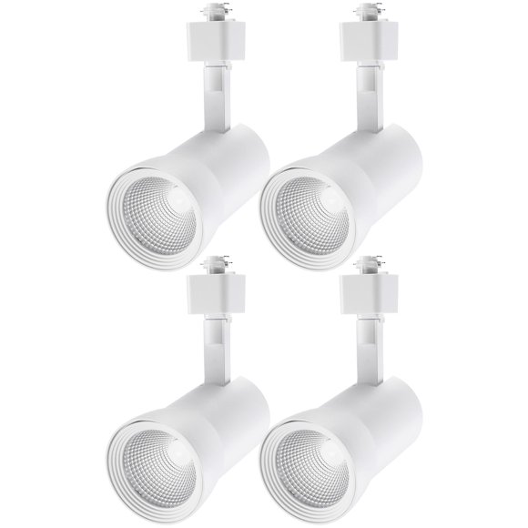 LEONLITE LED Track Lighting Heads 10W Dimmable, 700LM CRI90, Single Circuit H Track Lighting Heads for Accent Retail Kitchen Artwork, Aluminum, ETL & ES Listed, 4000K Cool White, White, Pack of 4