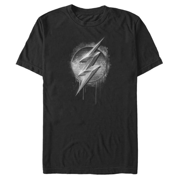 Men's Zack Snyder Justice League The Flash Silver Logo  Graphic Tee Black 2X Large