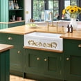 thumbnail image 7 of St. Ives Ornamental 33" Reversible Fireclay Kitchen Sink with  Intricate Embossed Vine Design Front Apron on one side and an Elegant Beveled Front Apron on the Opposite Side, 7 of 7