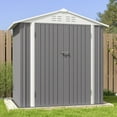 thumbnail image 2 of Patiowell 6 x 4 ft. Outdoor Metal Storage Shed, Galvanized Steel Garden Tool Shed with Double Lockable Doors for Backgard Patio Lawn, Gray, 2 of 7