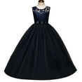 thumbnail image 2 of IBTOM CASTLE Big Girl Flower Lace Princess Tulle Long Dress for Kids Prom Formal Pageant Dance Gown 5-6 Years Navy Blue, 2 of 8
