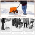 thumbnail image 3 of Heavy Duty 29-Inch Wheeled Snow Shovel – Wide Adjustable Snow Pusher, Ergonomic 5-Position Handle, Rust-Resistant, Back-Saving, For Driveways, Sidewalks & Patios – Orange, 3 of 8