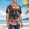 thumbnail image 3 of Sikiie French Bulldog In Sunglasses Print Men's Hawaiian Shirt, Summer Beach Button Pocket Short Sleeve T-Shirt,3X-Large, 3 of 7