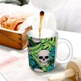 thumbnail image 3 of Yiaed Skull and Palm Leaves Print Ceramics Coffee,Large Handle Design,Extra Large Tea and Coffee Cup for Office and Home Mugs, 3 of 6
