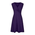thumbnail image 4 of IROINNID Deals Wedding Guest Dresses for Women Evening Night Party Dress Plus Size V-Neck Solid Sleeveless Boho Dress Trendy Formal Dress,Purple, 4 of 6