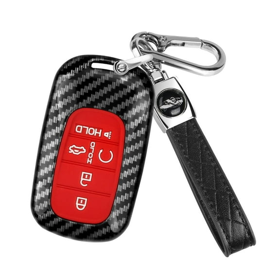 Premium Carbon Fiber Key Fob Protector for Honda – Durable Case with Attached Keychain Fits 2023-2025 Civic, Accord, CR-V, HR-V, Pilot, Si, EX, EX-L, Touring, Type R – 5-Button Remote Cover