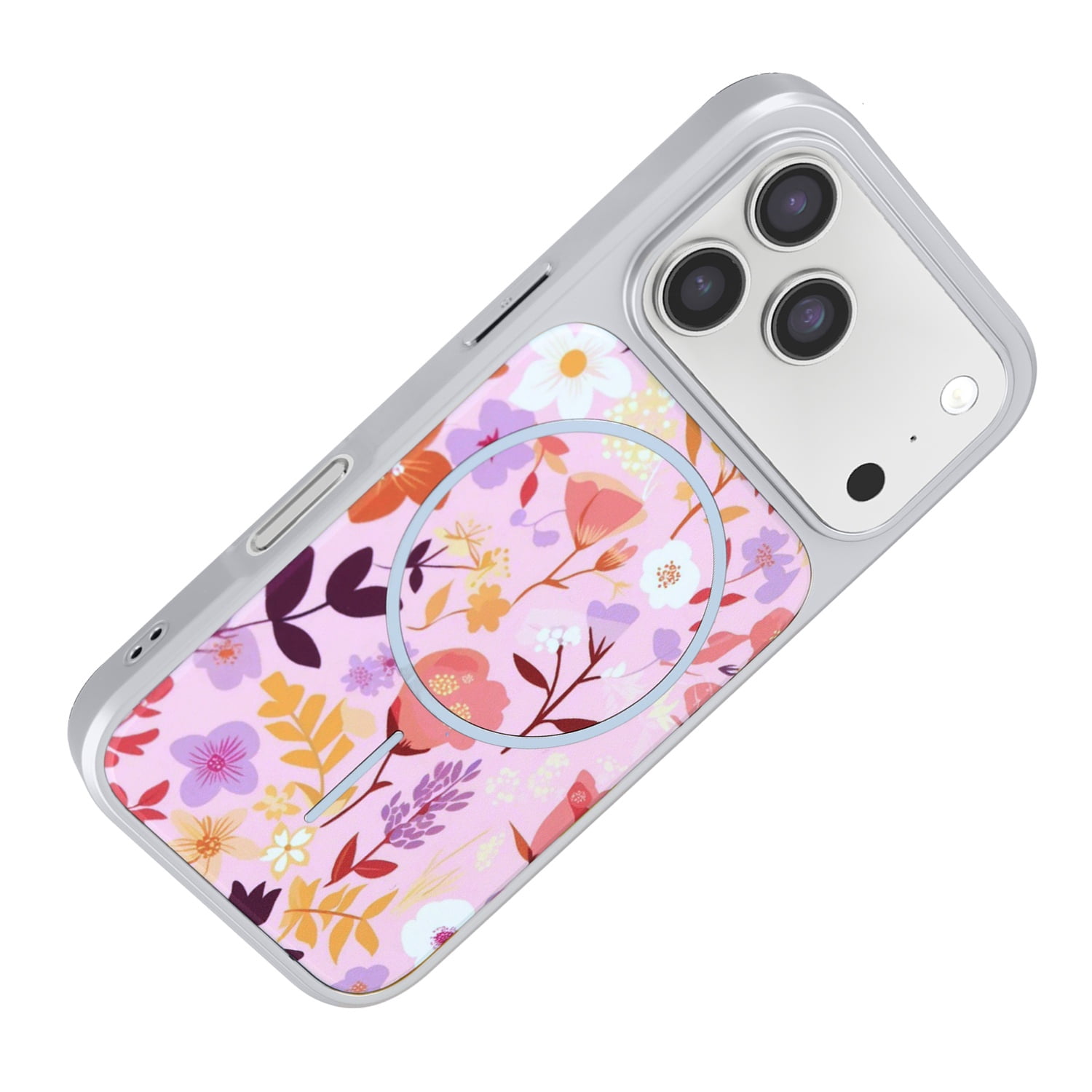 Flower Print MagSafe Case with Dual Layer Protection for iPhone 17 Pro Max - Pink