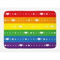 thumbnail image 1 of Pride Bath Mat, Horizontal Striped Flag Design with Gay Parade Colors and Little Cute Hearts Dots, Non-Slip Plush Mat Bathroom Kitchen Laundry Room Decor, 29.5 X 17.5 Inches, Multicolor, Ambesonne, 1 of 2