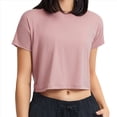 thumbnail image 1 of Camiseta Deportiva de Corta para Mujer, Holgada, Corta, Informal, para Gimnasio Rosa XS, 1 of 10