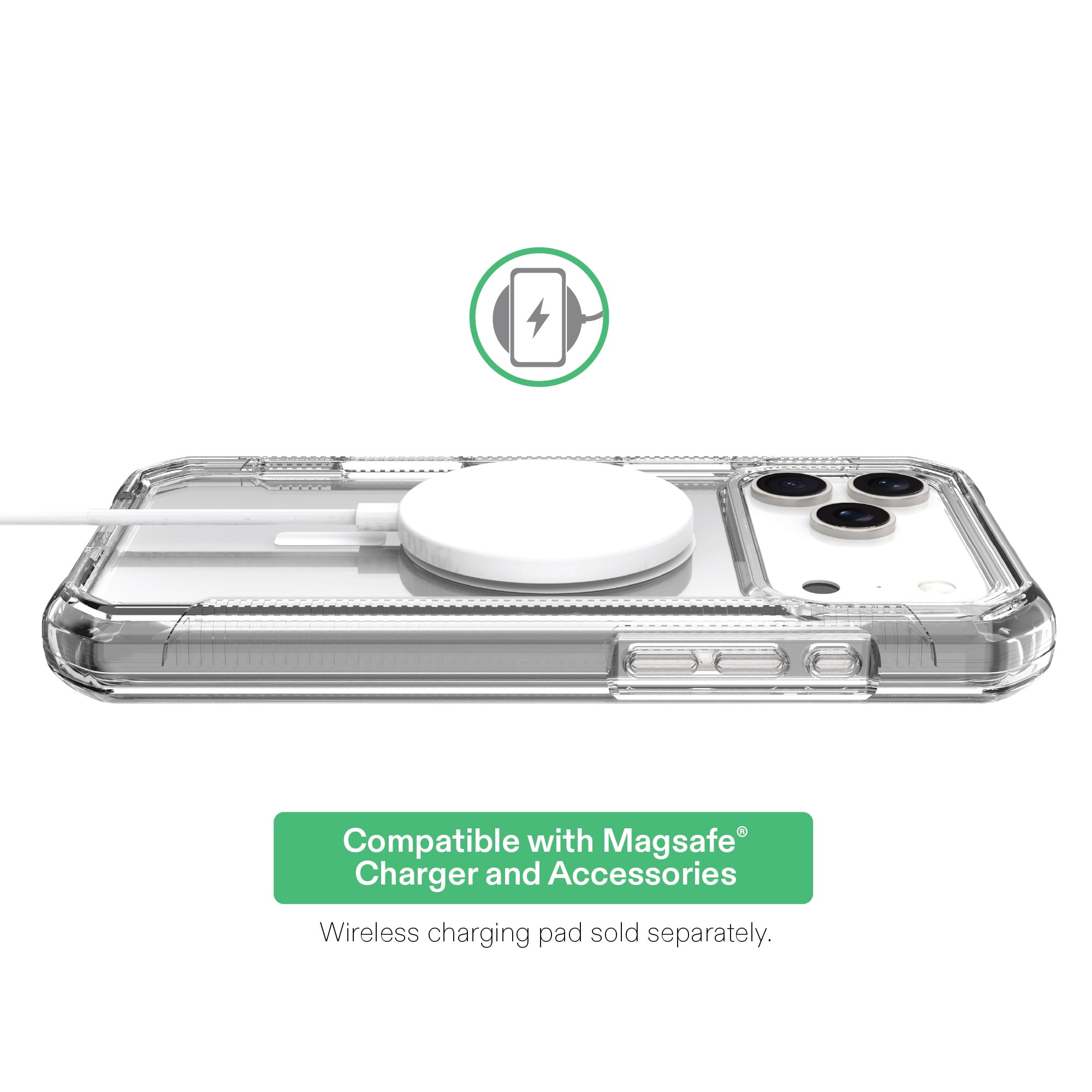 onn MagSafe Compatible Rugged Phone Case for iPhone 17 Pro Max - Clear