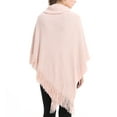 thumbnail image 4 of SWSMCLT Women's Knit Poncho Cardigan Sweater Solid Knitted Adult Mexican Poncho Wrap Winter Fall Soft Shawl Asymmetrical Cape Sweater Toggle Tassel Fringe Crochet Pink One Size, 4 of 4