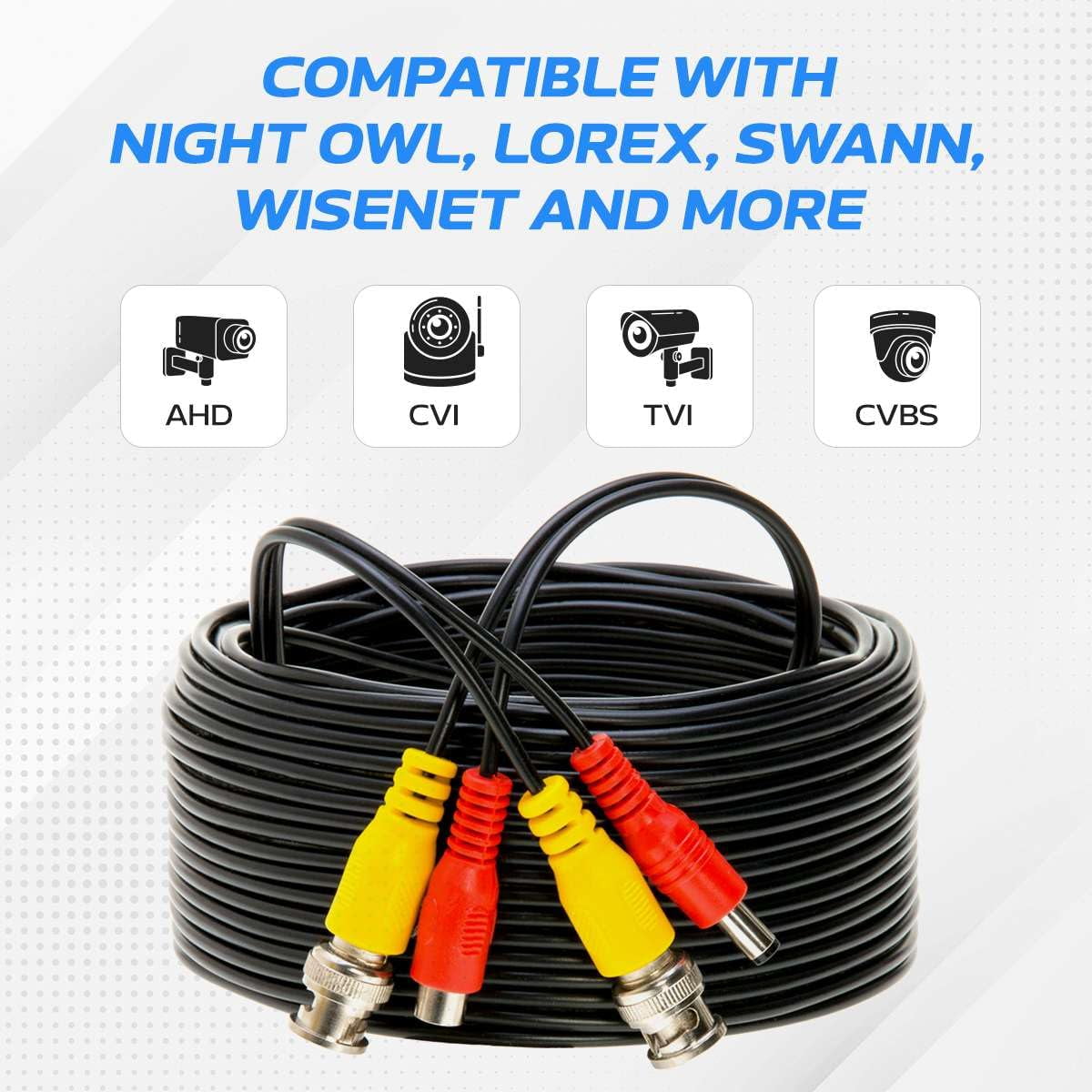 32 Pack of 100FT Premade BNC Video Power Cable – Black Plug & Play Extension Cord for CCTV Cameras, DVRs, Security Systems, Surveillance Equipment, Cables Direct Online
