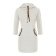 thumbnail image 4 of Lindreshi Long Sleeve Dresses for Women Women Long Sleeve Solid Color Jumper Pullover Sweatshirt Hoodie Hooded Dress, 4 of 7