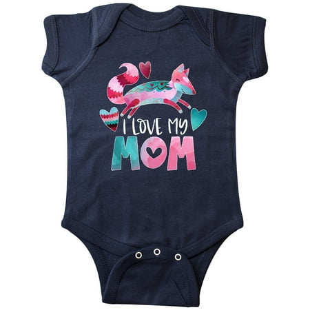 

Inktastic I Love My Mom Pink and Blue Fox with Hearts Gift Baby Boy or Baby Girl Bodysuit