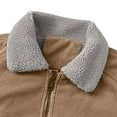 thumbnail image 3 of SuTry Men's Solid Color Long Sleeved Lapel Jackets with Thick Fleece for Warmth Fashionable Casual Styles Suitable for Cold Weather(Khaki,2XL), 3 of 8