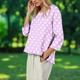 thumbnail image 6 of YUGYXL Womens Polk Dots T Shirts 3/4 Length Sleeve Crew Neck Tunic Tops Fall Clothes Winter Casual Loose Comfy Tops Purple M, 6 of 8