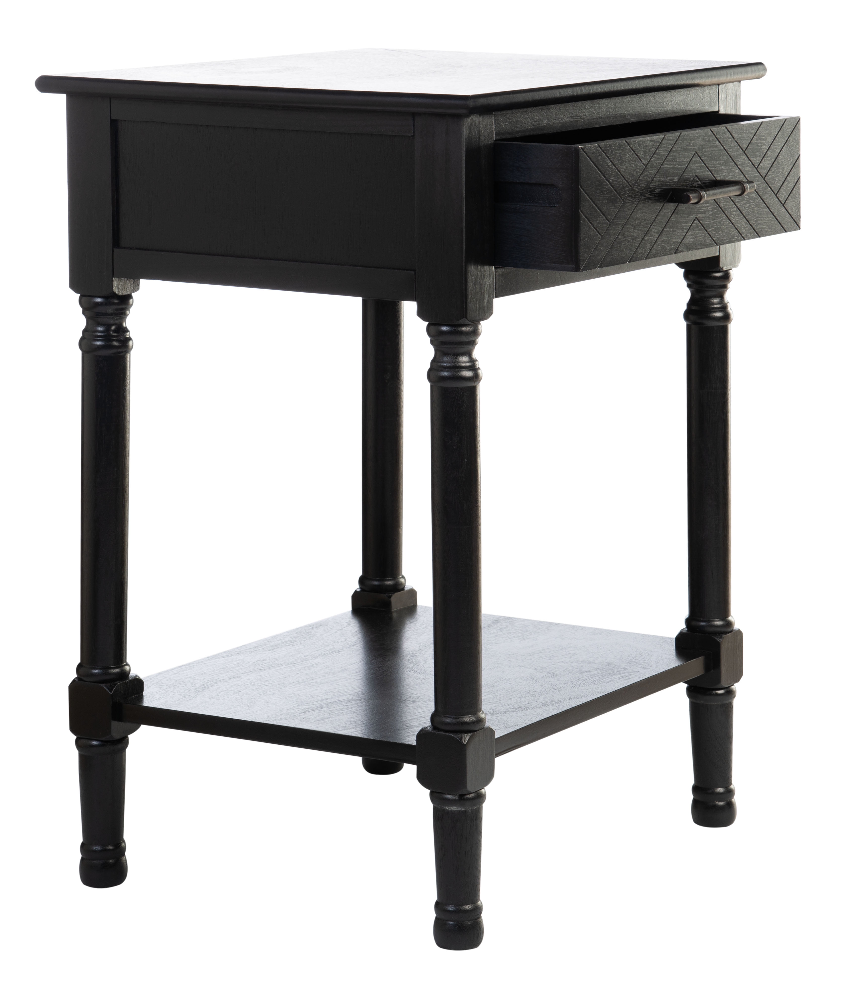SAFAVIEH Peyton French Black Rectangle Wood Storage End Table (19 in. W x 15.8 in. D x 26 in. H)