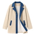 thumbnail image 4 of Sevevn Women's Color Block Denim Trim Corduroy Jacket Lapel Collar Button Down Long Sleeve Mid Length Casual Patchwork Outerwear Coat with Pockets Beige L, 4 of 9