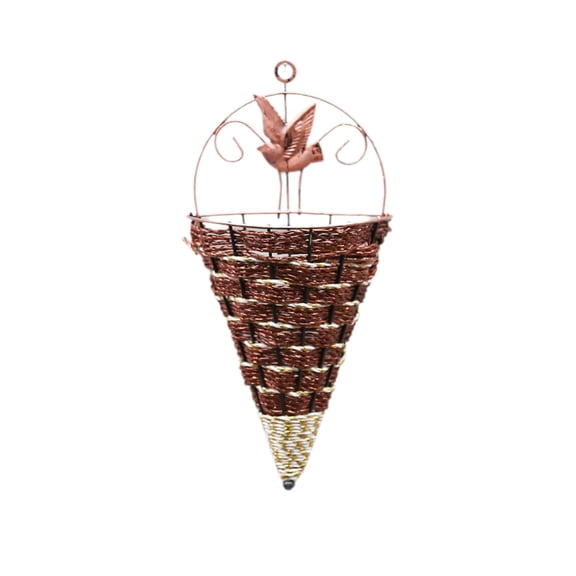 Coollooc Hanging Woven Wall Basket Planters, 6x12 Inch Triangular Shape Rattan Wall Hanging Flower Pot Basket, Wall Mount Plant Holders for Home Garden, Indoor Outdoor Decorative Planter(Brown)