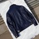 thumbnail image 2 of Chaqueta de cuero de vaca genuino para hombre, abrigo corto bordado azul Storm Rider, vaquero, motocicleta, América, ropa informal Retro, 2 of 5