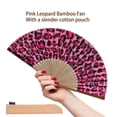 thumbnail image 4 of 1pc Hand Fan Pink Leopard Foldable 23cm 9inch with Bamboo Rib and Durable Fabric, 4 of 8