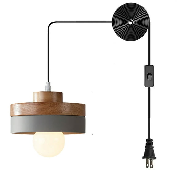 JLOWCO Led Hanging Lights with Plug in Cord,modern Pendant Lights Kitchen Island Lighting Gray Hanging Lamps for Bedrooms (LED Bulb Include)