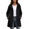 thumbnail image 2 of TGSLY Drawstring Hooded Rain Jacket for Women Lightweight Full Zip Long Sleeve Windproof Trench Coat Casual Solid Color Outerwear with Pockets XL, 2 of 10