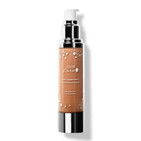 100% PURE Tinted Moisturizer Anti-Aging Face Makeup - Fruit Pigmented Toffee Light to Medium Coverage & Dewy Glow - Lightweight Foundation Tan Skin w/Neutral Undertone - Vegan - 1.7 Fl Oz