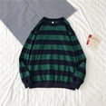 thumbnail image 2 of Jovati Men's Army Green Autumn and Winter Crew Neck Striped Sweatshirt Pullover Long Sleeve On, 2 of 3